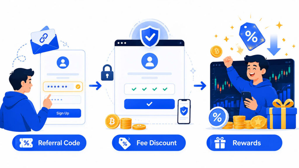 Binance Referral Code: Lifetime 10% Discount 2 Binance referral code fee discount rewards signup process illustration