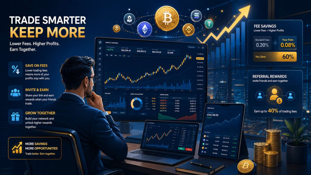 Binance Referral Code: Lifetime 10% Discount 1 Binance referral code futures fee discount crypto trading dashboard illustration